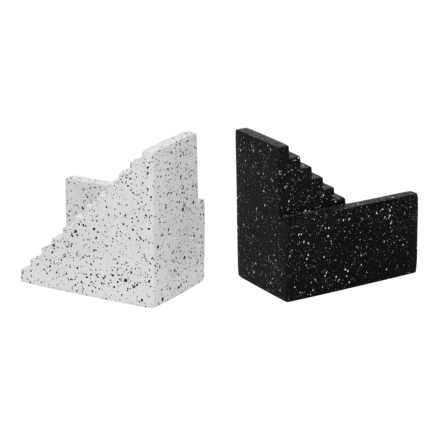 manu speckled black and white stairway bookends