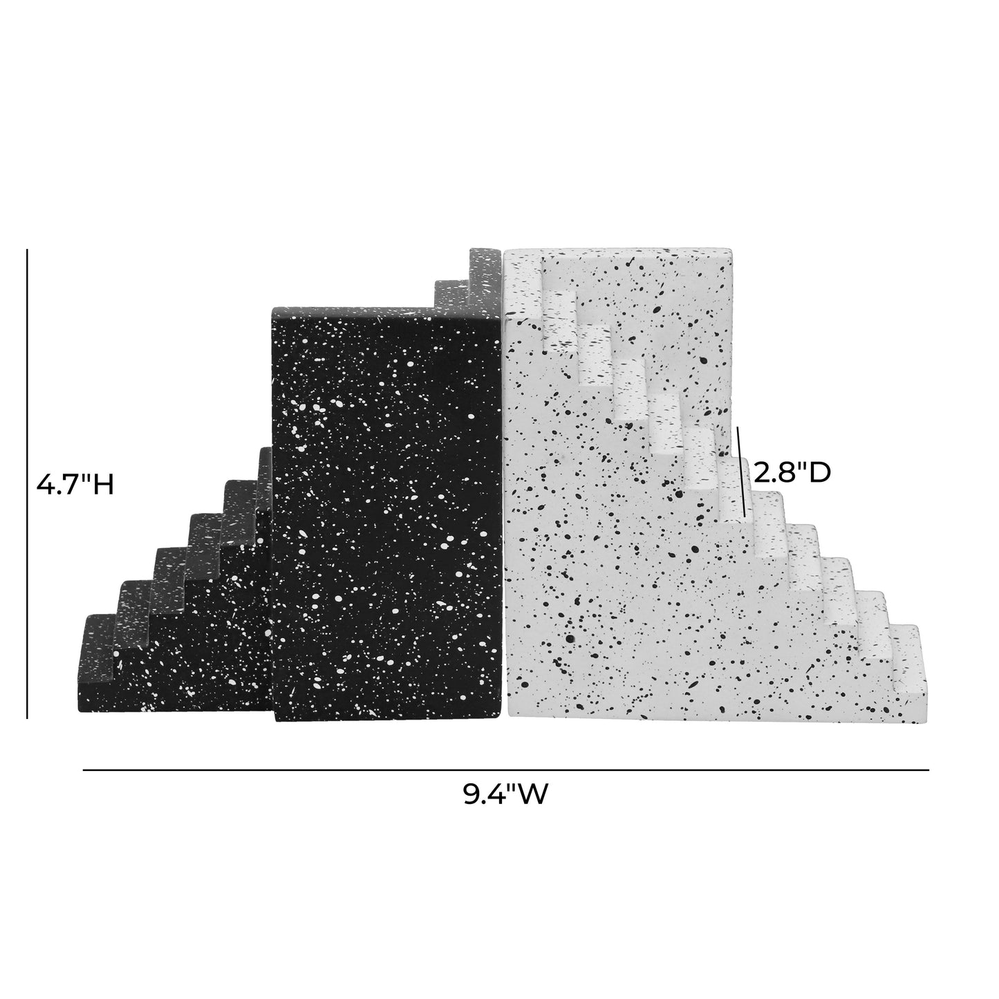 manu speckled black and white stairway bookends