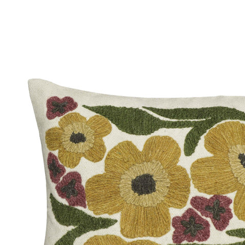 Estelle Capri 24"X16" Embroidered Daisy Wool Throw Pillow - image 4