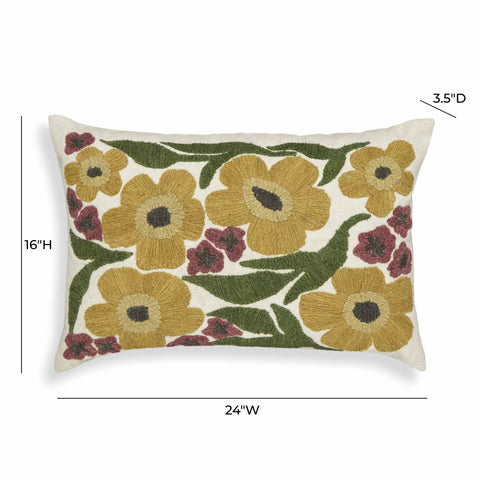 Estelle Capri 24"X16" Embroidered Daisy Wool Throw Pillow - image 5