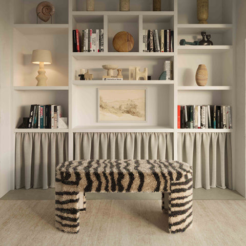  39" Brown Striped Tufted Bench - image 2