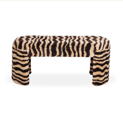  39" Brown Striped Tufted Bench - image 3