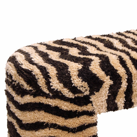  39" Brown Striped Tufted Bench - image 4
