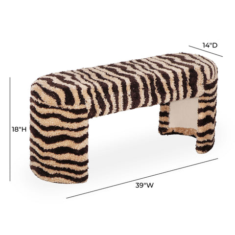  39" Brown Striped Tufted Bench - image 5