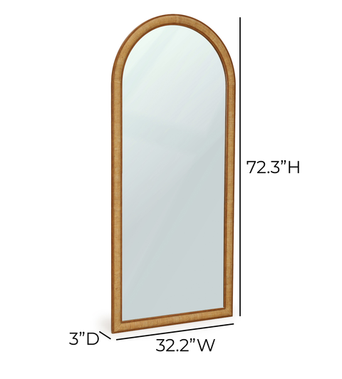 Ines Bellamy 72" Natural Raffia Contract-Grade Floor Mirror - image 6