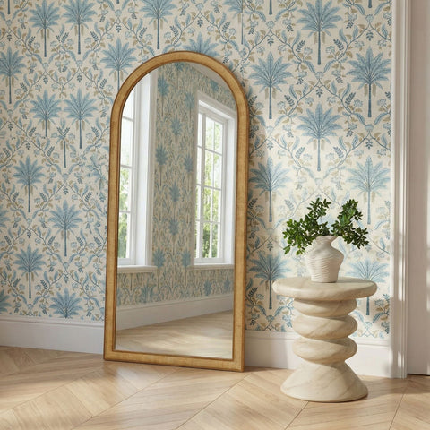 Ines Bellamy 72" Natural Raffia Contract-Grade Floor Mirror - image 2
