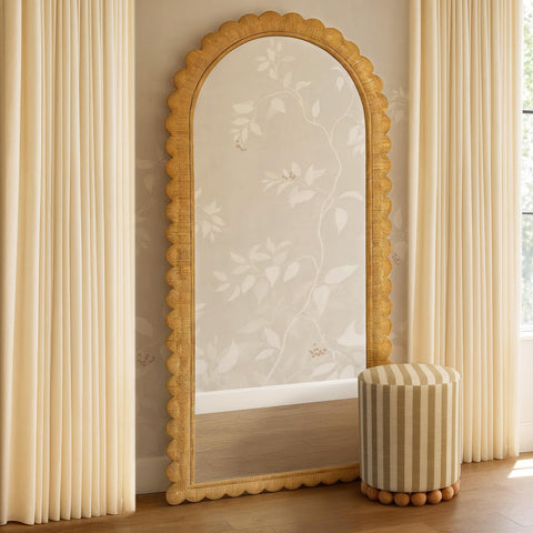 Isabelle Beaumont 48"X79" Jumbo Natural Rattan Arched Wall Mirror - image 2