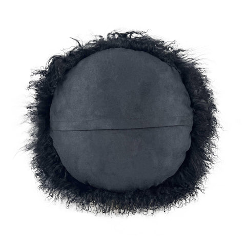 Gloria Zealand Black Sheepskin 16 Inch Round Pillow