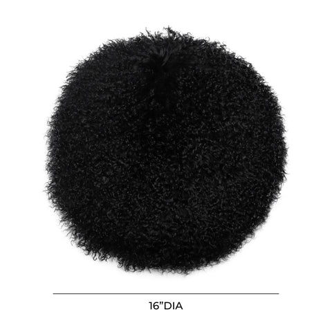 Gloria Zealand Black Sheepskin 16 Inch Round Pillow