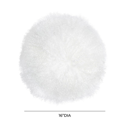 Gloria Zealand White Sheepskin 16 Inch Round Pillow