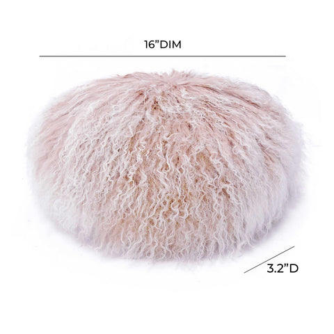 Palani 16 Inch Genuine Tibetan Lamb Fur Round Pillow