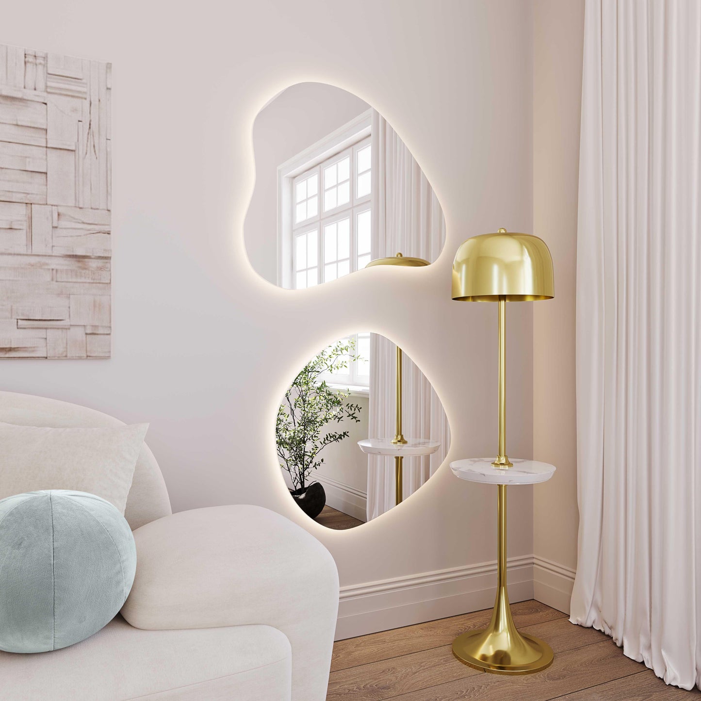 audrey led teardrop wall mirror