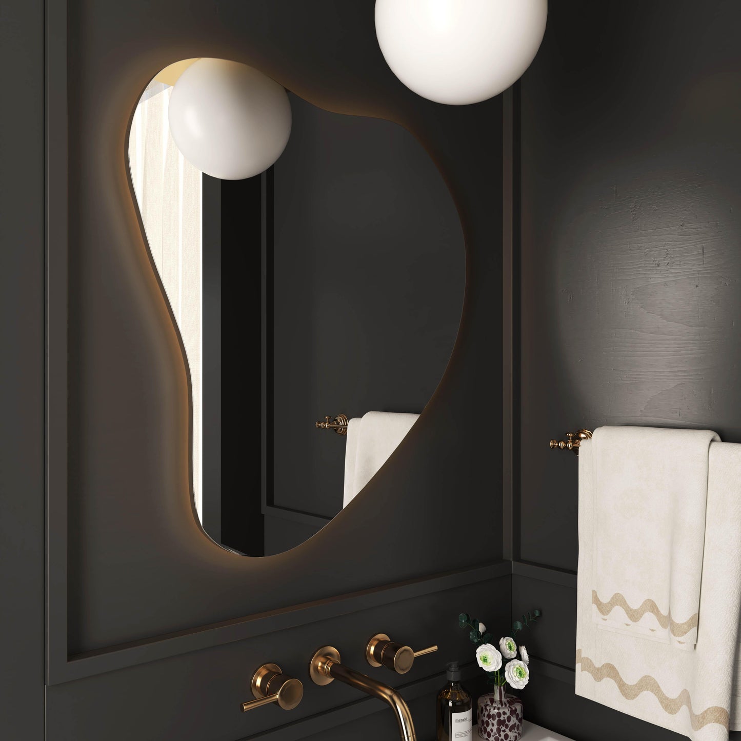 audrey led teardrop wall mirror