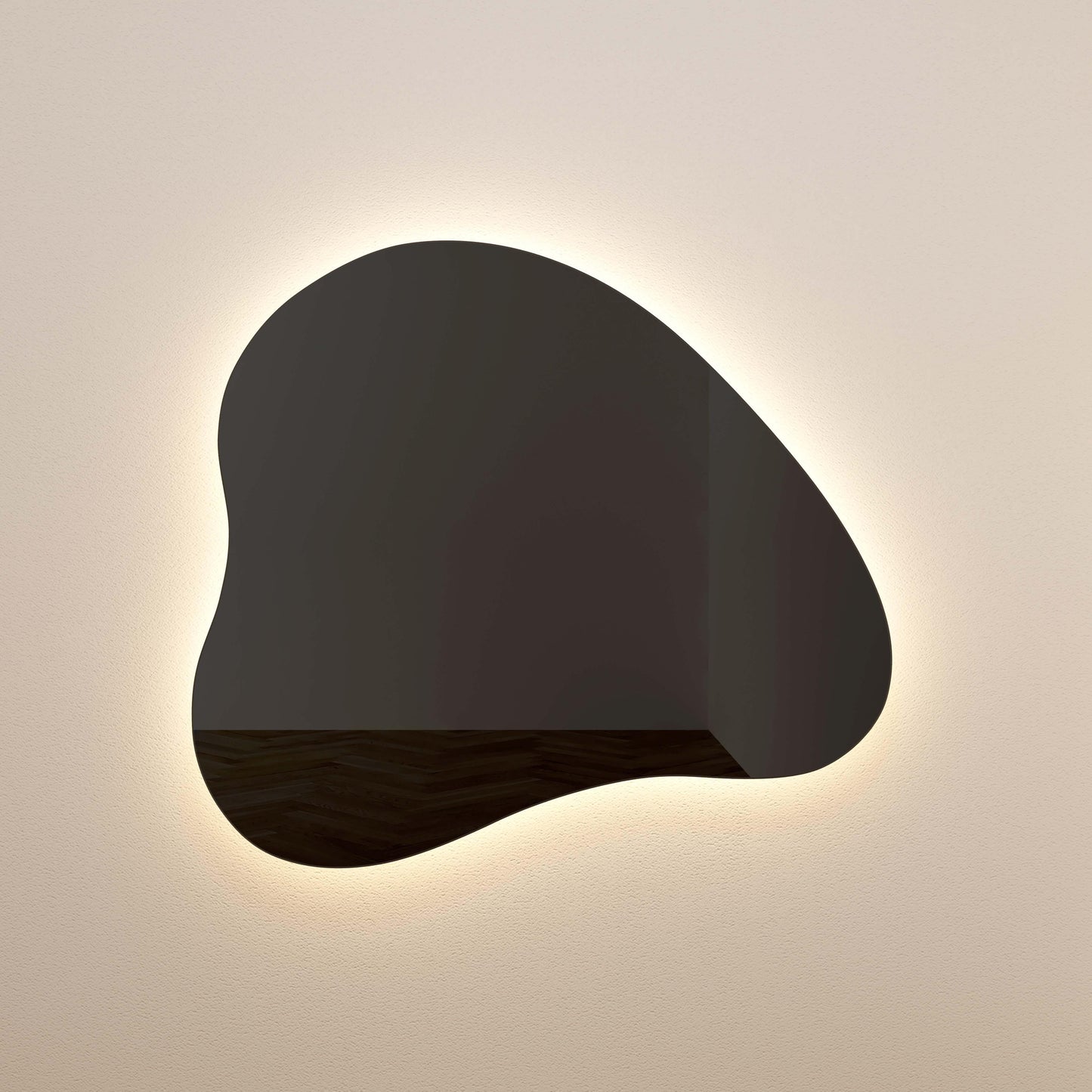 audrey led teardrop black tinted wall mirror