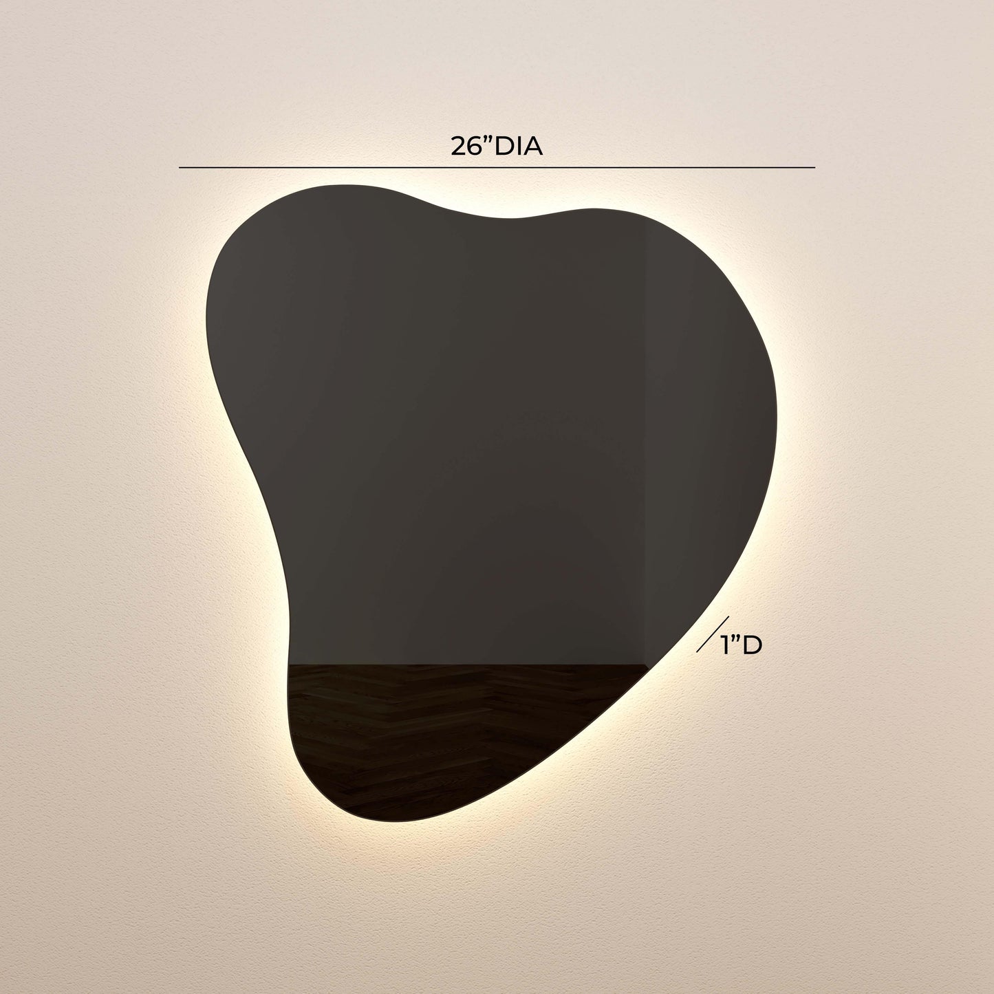 audrey led teardrop black tinted wall mirror