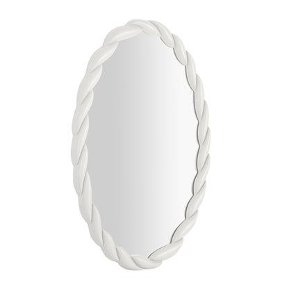 Furry Cream Oval Mirror