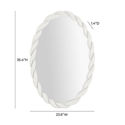 Furry Cream Oval Mirror