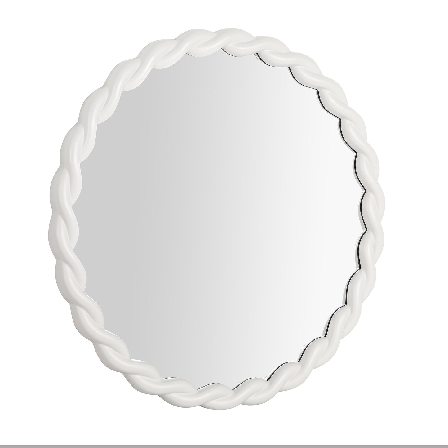 furry cream round mirror