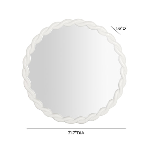 Furry Cream Round Mirror