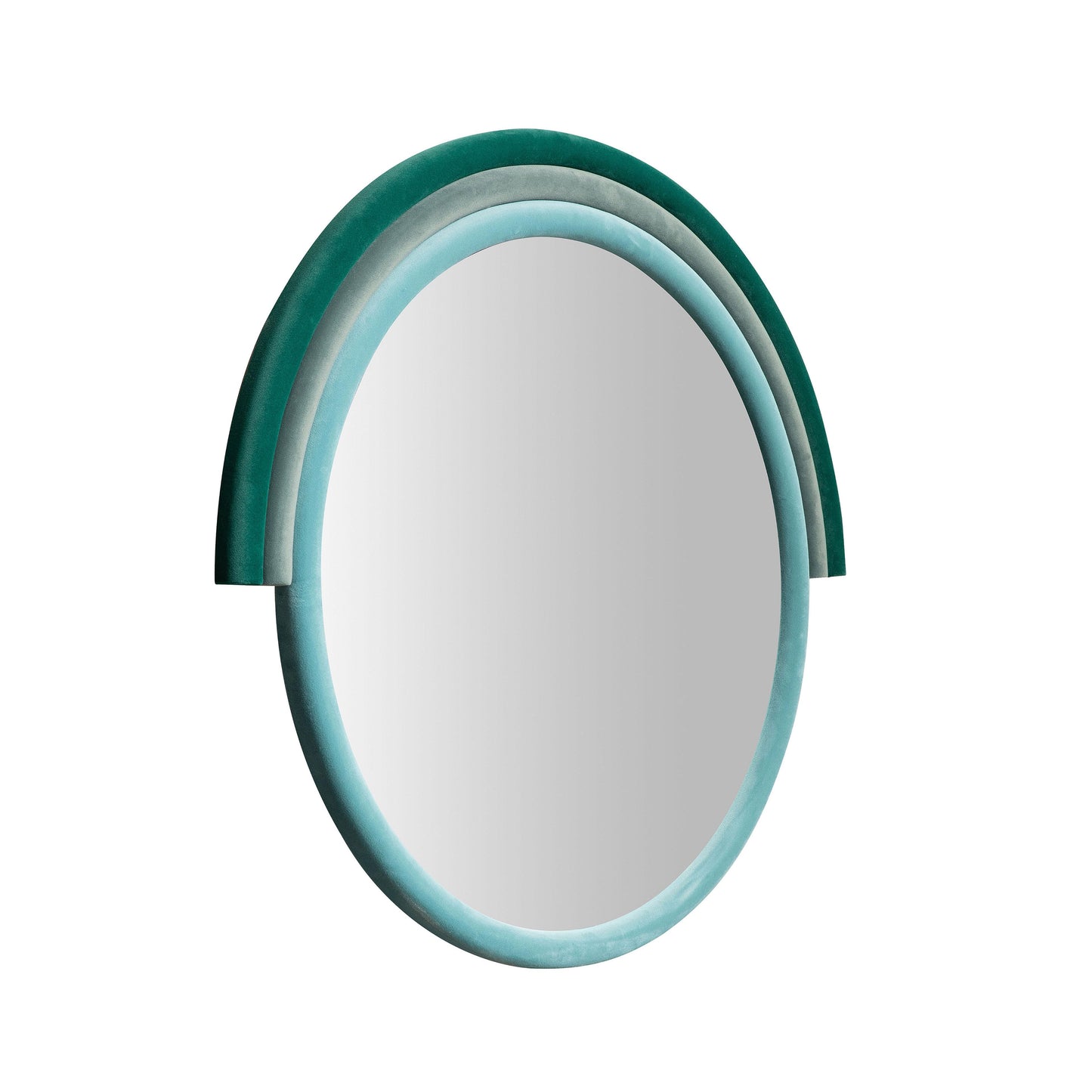 potter aqua velvet round wall mirror