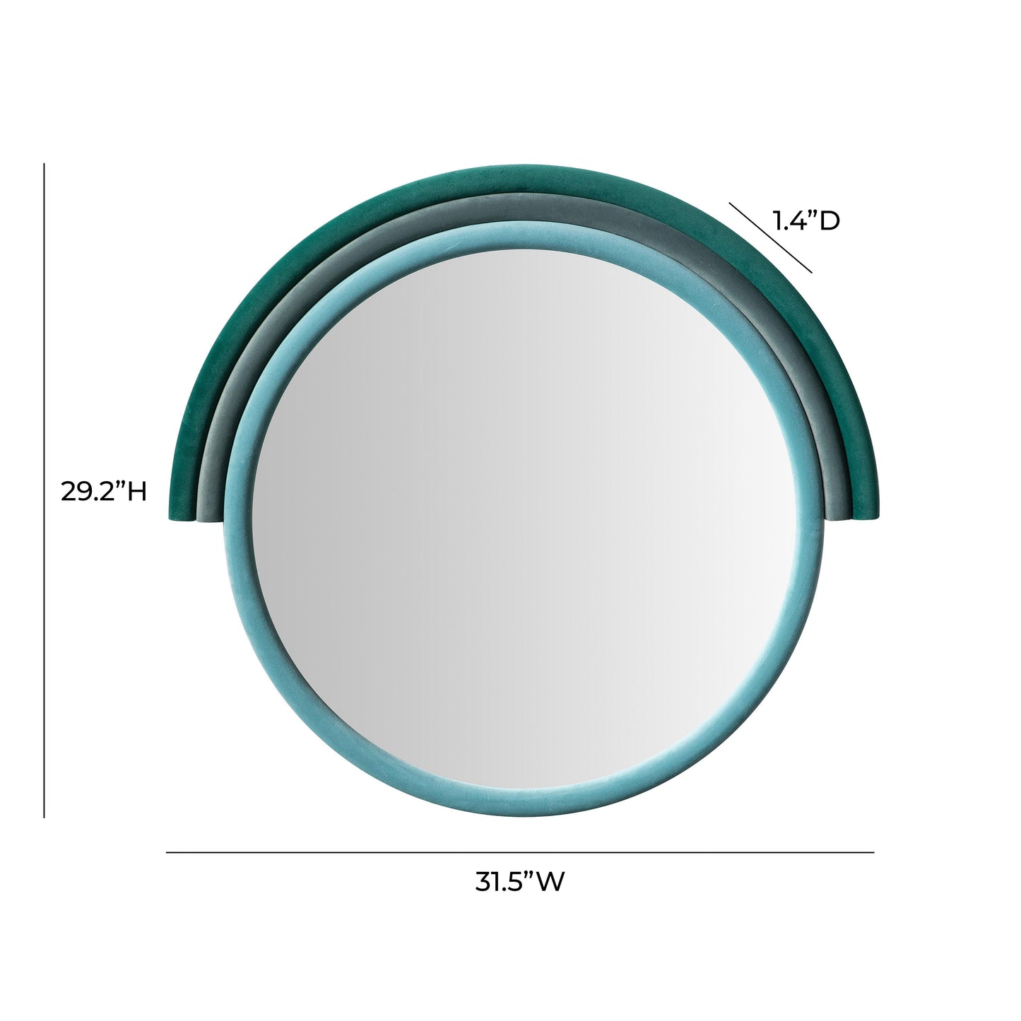 potter aqua velvet round wall mirror