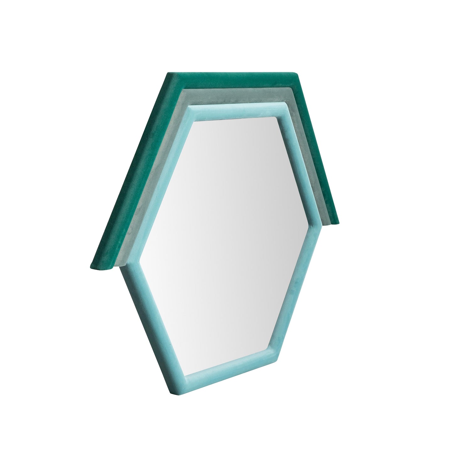 potter aqua velvet prism wall mirror