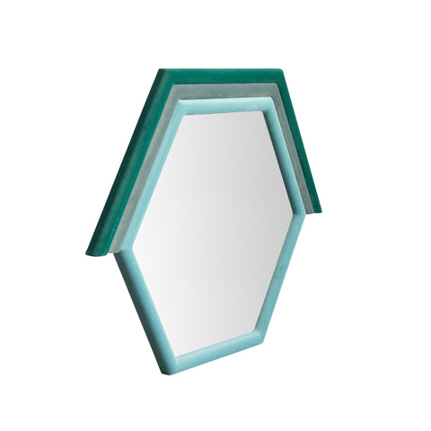 Potter Aqua Velvet Prism Wall Mirror