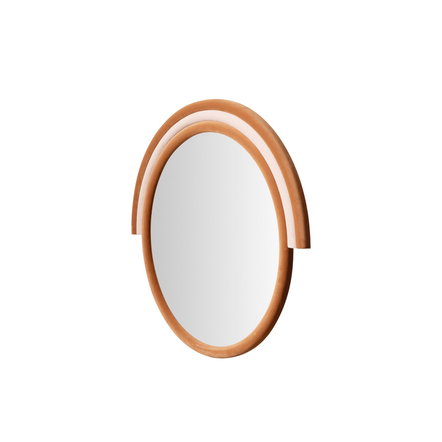 potter terracotta velvet round wall mirror