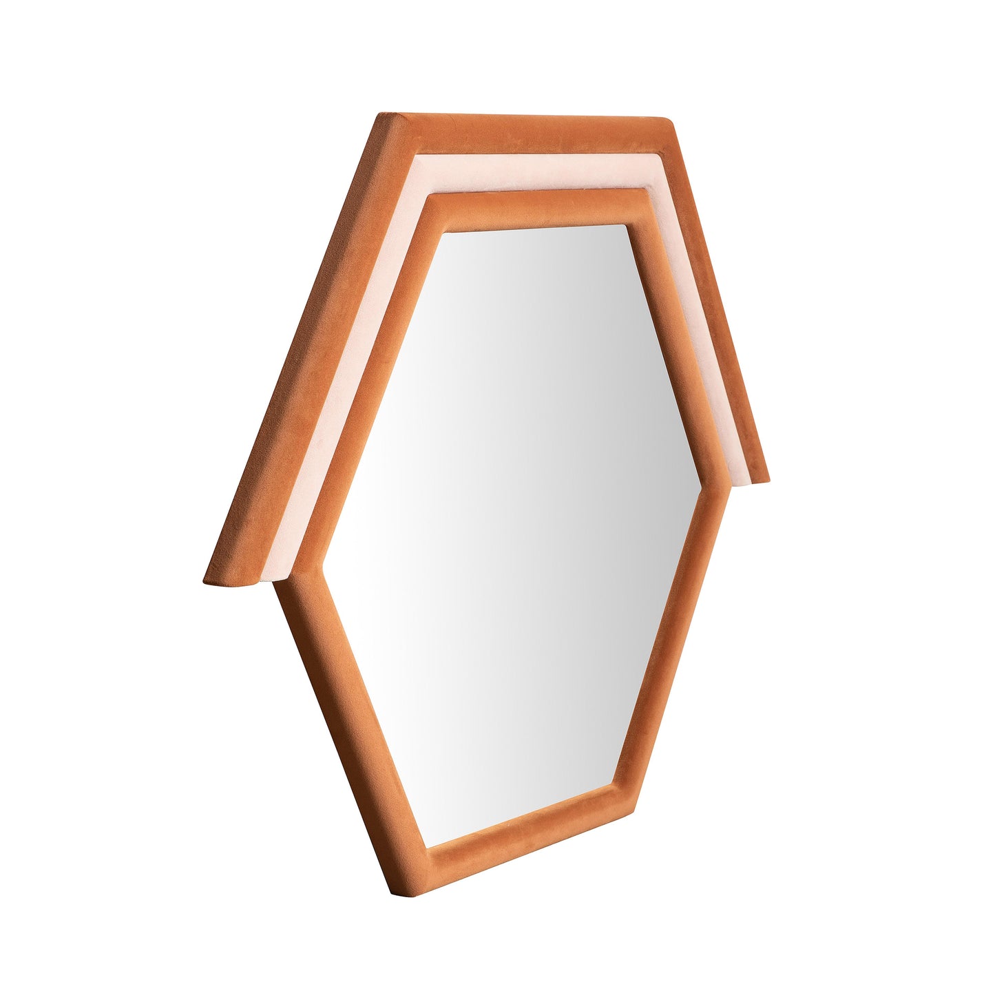 potter terracotta velvet prism wall mirror