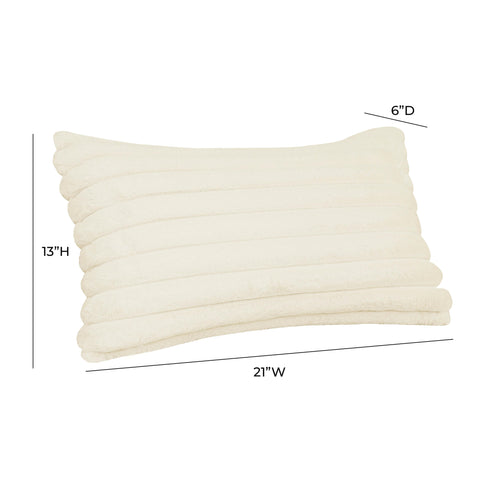 Agnes Cream Vegan Fur Rectangular Accent Pillow
