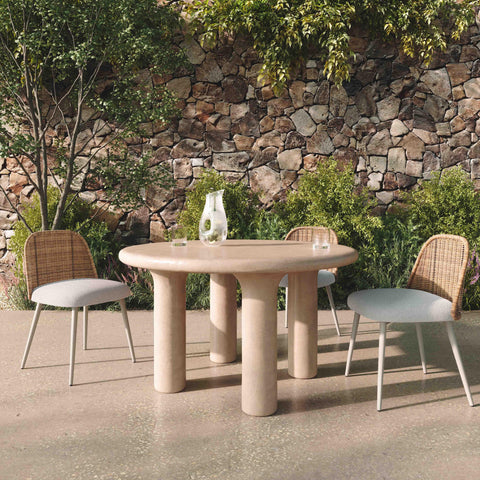 Margaux Beaumont 47" Cream Textured Indoor/Outdoor Round Dining Table - image 2