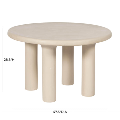 Margaux Beaumont 47" Cream Textured Indoor/Outdoor Round Dining Table - image 6