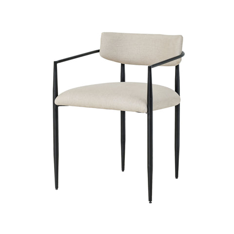 Leonie Garda Cream Linen Forged Iron Dining Chair - image 3