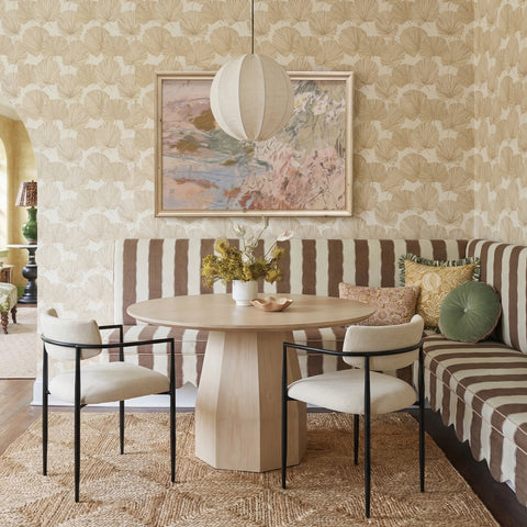 Leonie Garda Cream Linen Forged Iron Dining Chair - image 2