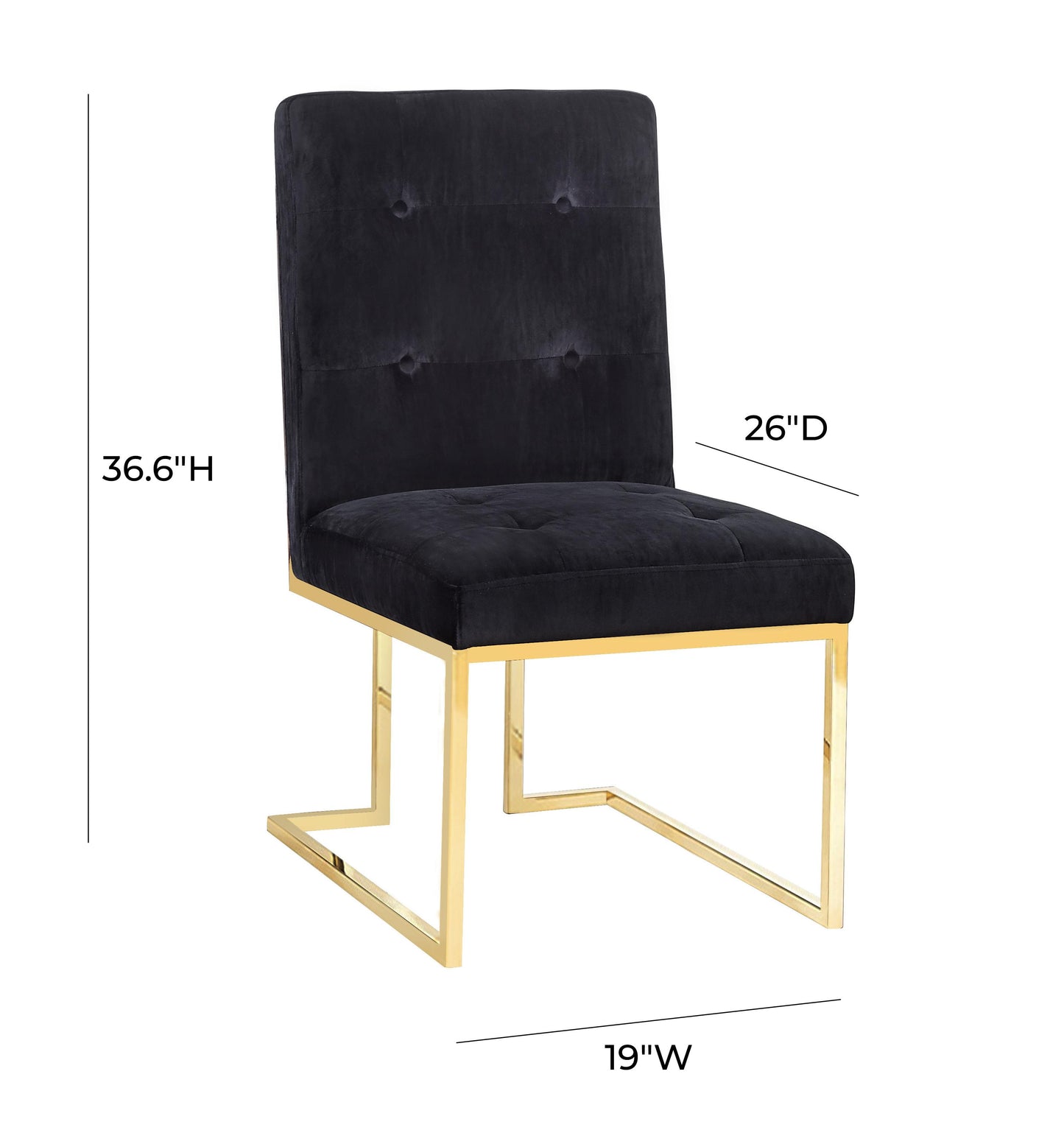 elena black velvet chair - set of 2