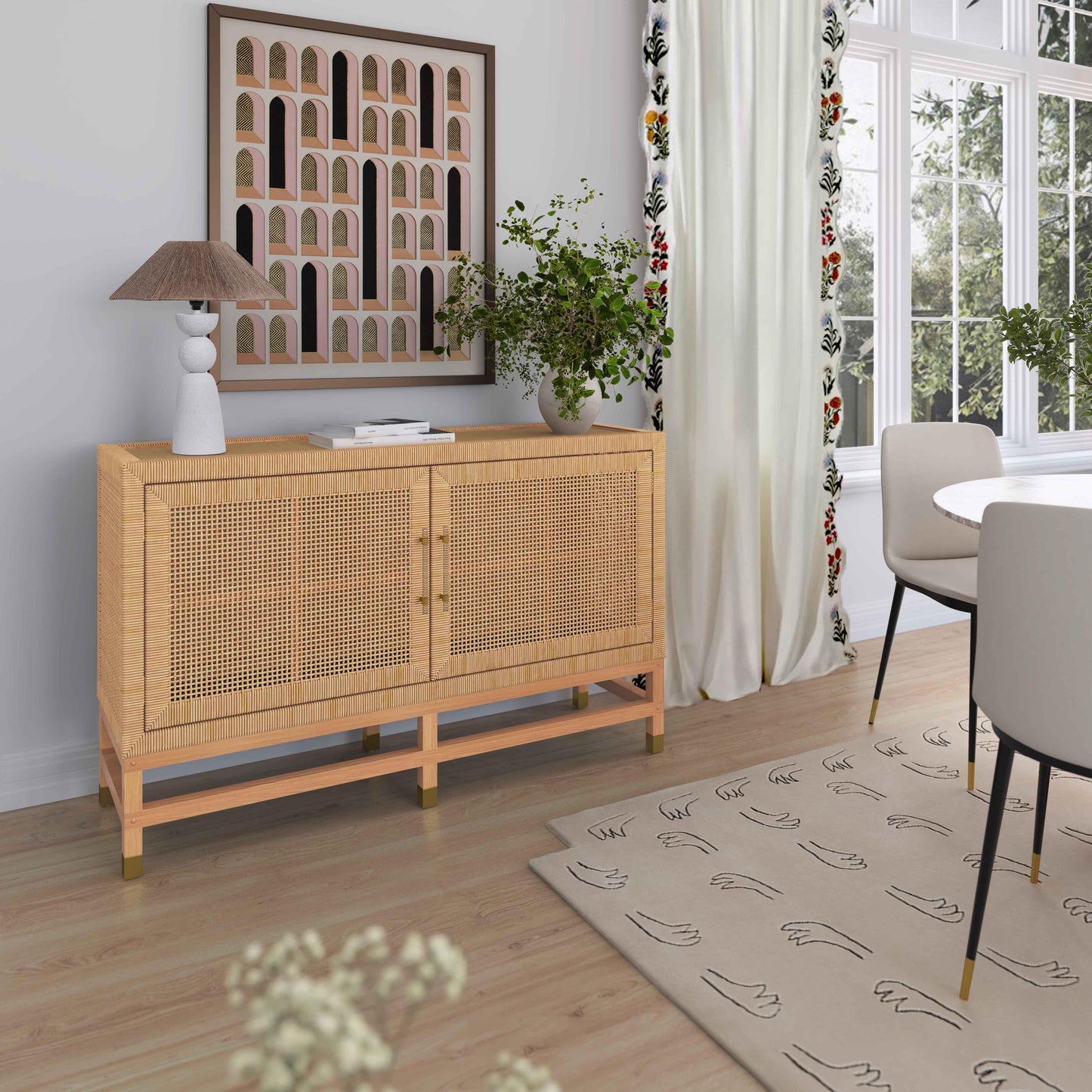 collins natural woven rattan buffet