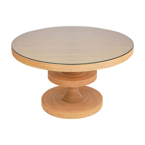 Gold Natural Rattan Round Dining Table
