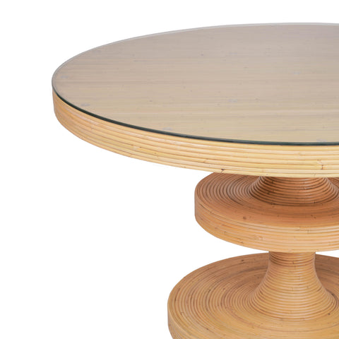 Gold Natural Rattan Round Dining Table