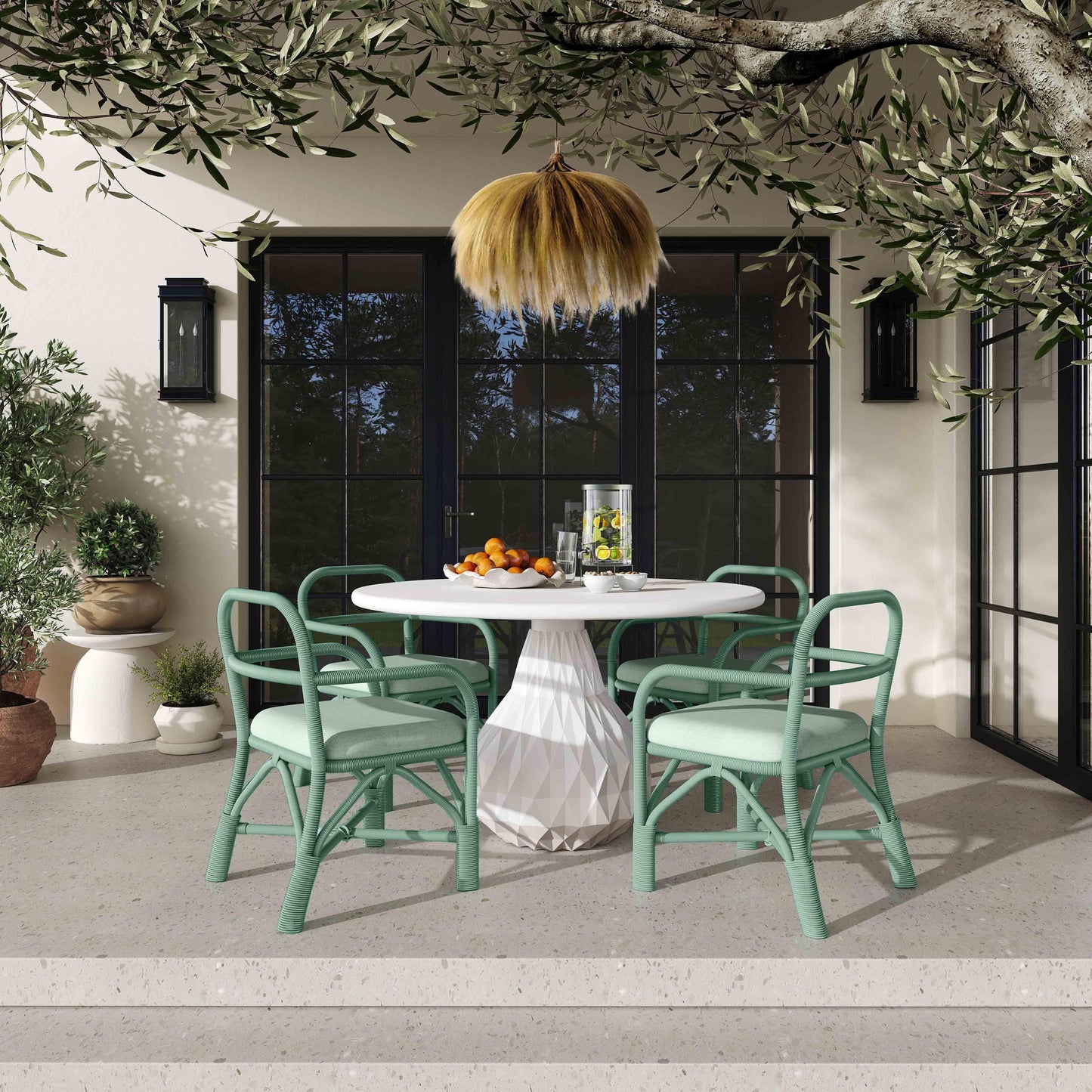 smooch green rattan dining chair