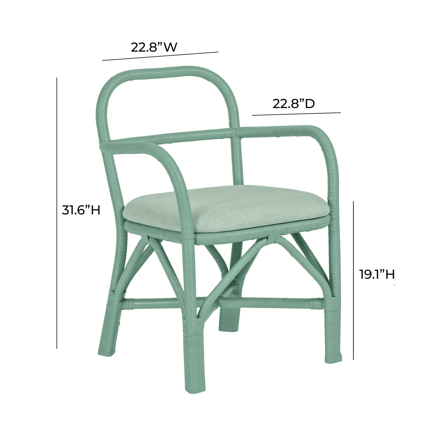 smooch green rattan dining chair