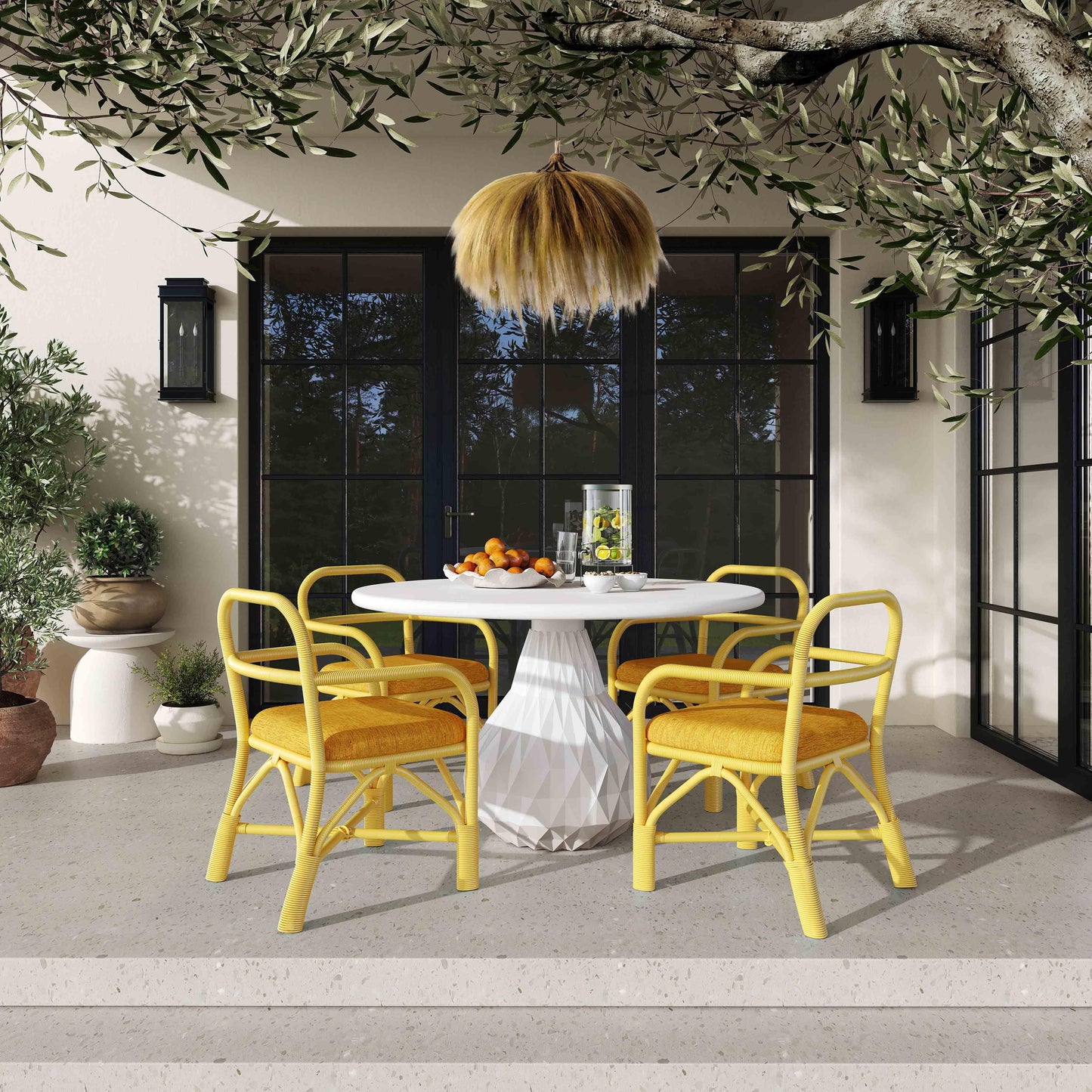 smooch yellow rattan dining chair