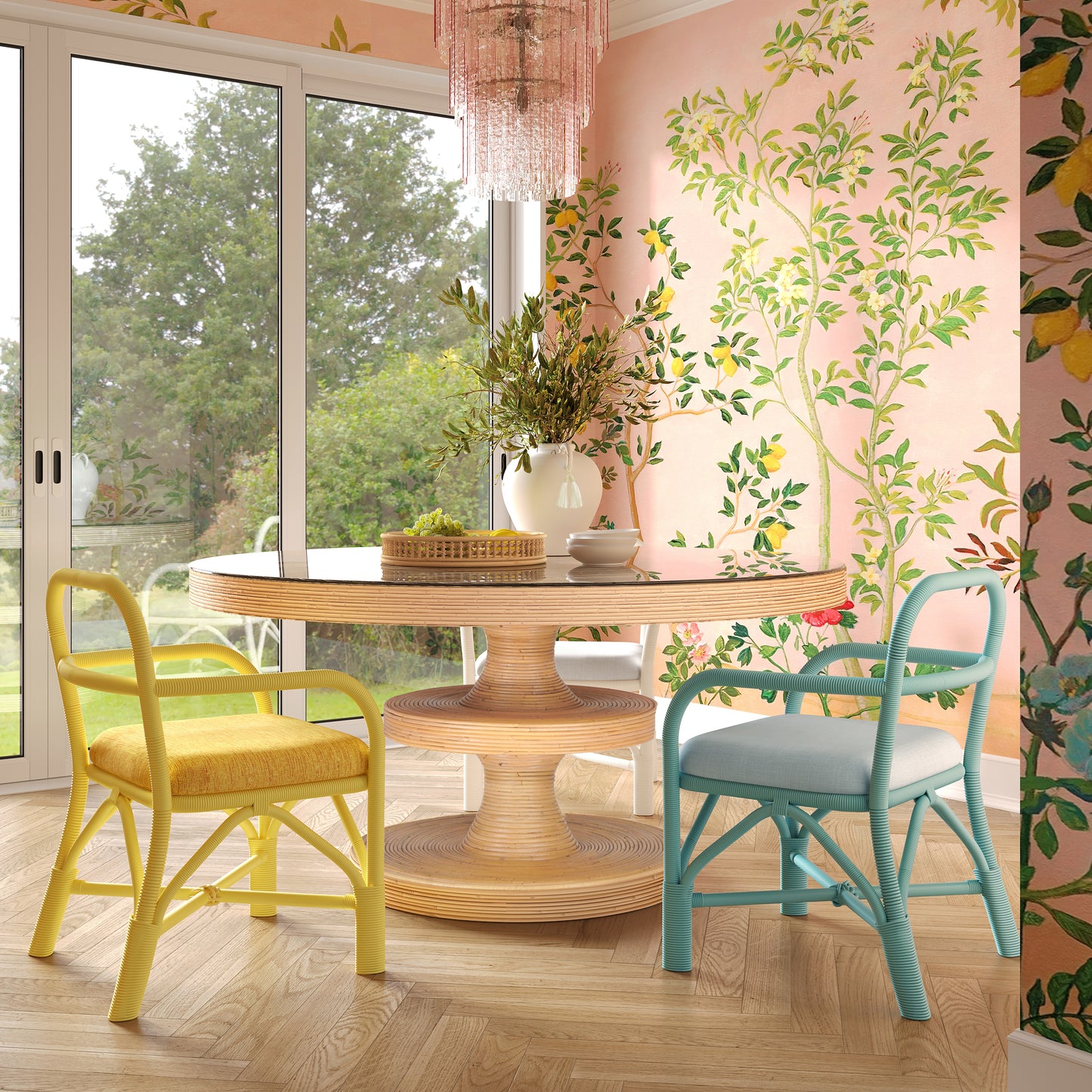 smooch yellow rattan dining chair