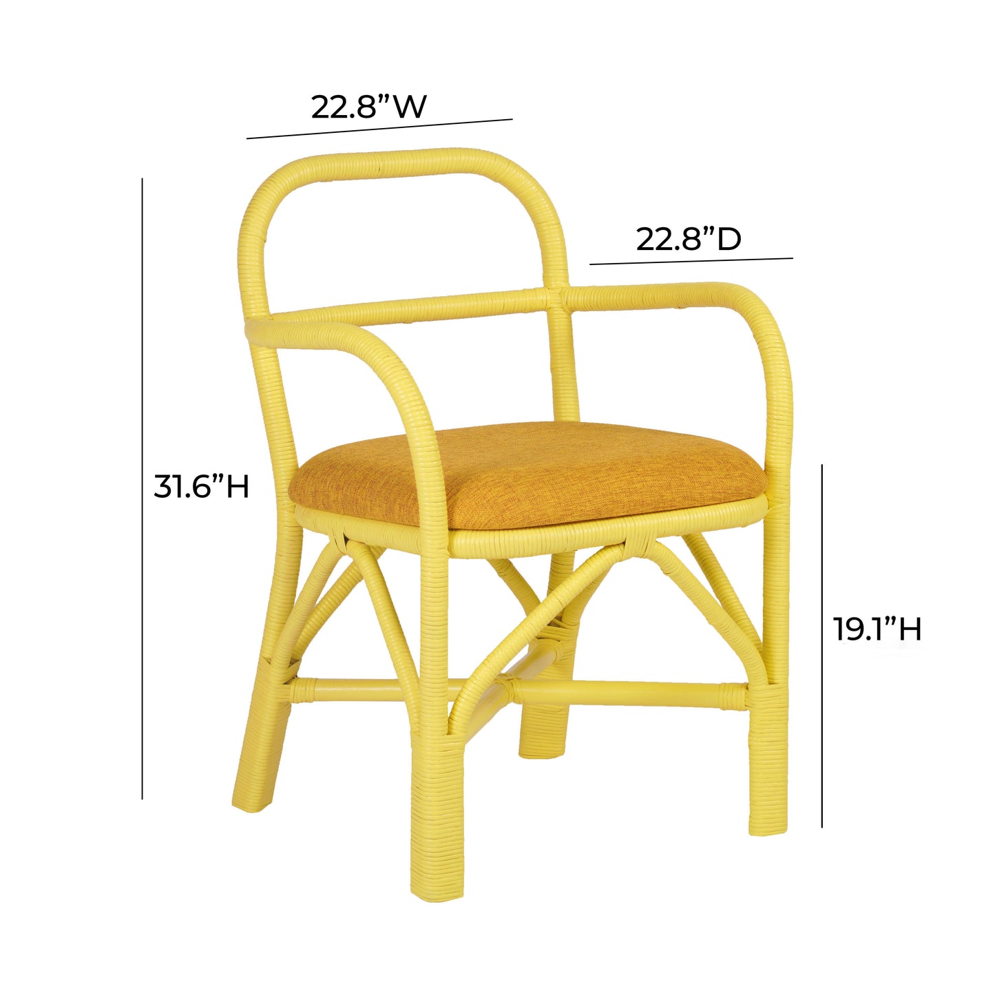 smooch yellow rattan dining chair