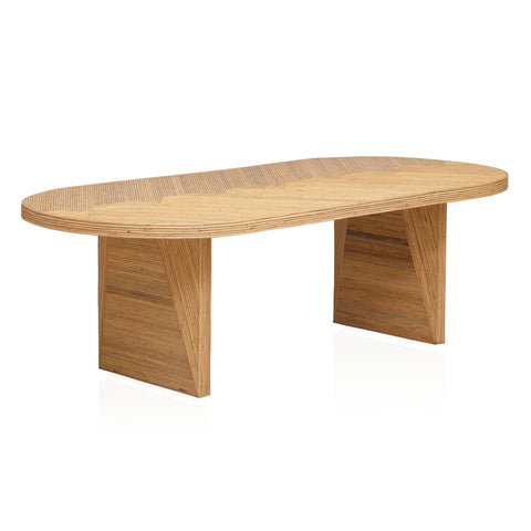 Noemie Castaigne 95" Natural Rattan and Glass Oval Dining Table - image 3