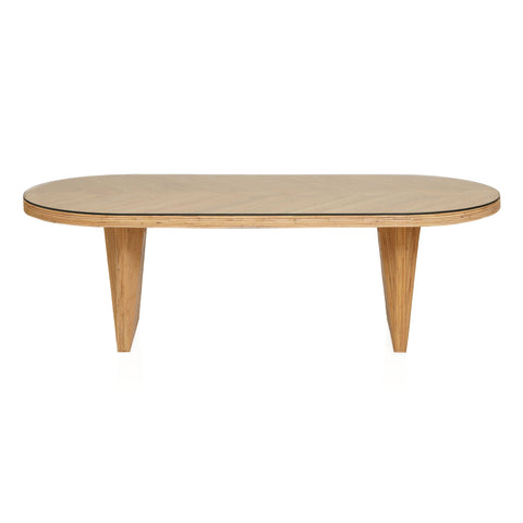 Noemie Castaigne 95" Natural Rattan and Glass Oval Dining Table - image 4