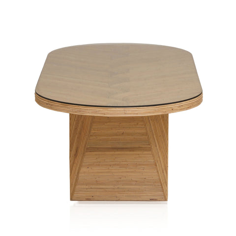 Noemie Castaigne 95" Natural Rattan and Glass Oval Dining Table - image 5