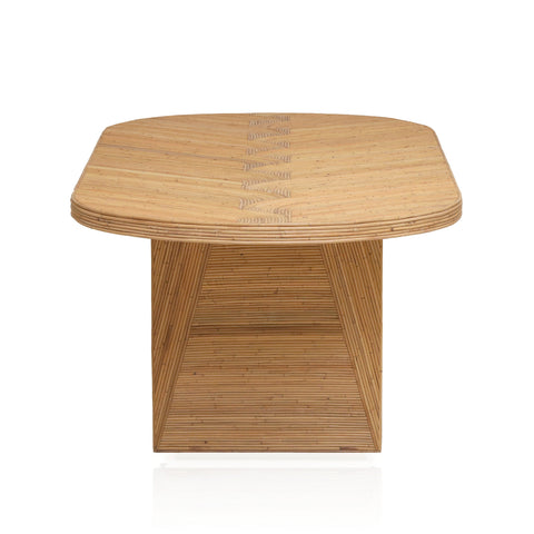 Noemie Castaigne 95" Natural Rattan and Glass Oval Dining Table - image 6