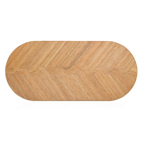 Noemie Castaigne 95" Natural Rattan and Glass Oval Dining Table - image 7