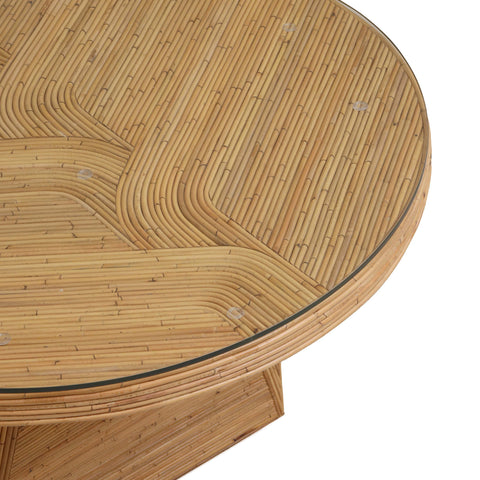 Noemie Castaigne 95" Natural Rattan and Glass Oval Dining Table - image 8