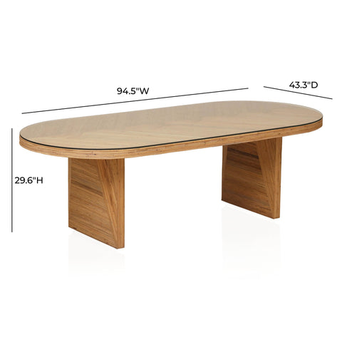 Noemie Castaigne 95" Natural Rattan and Glass Oval Dining Table - image 9